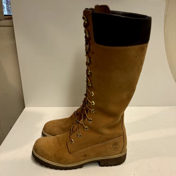 GOOD Timberland Women's Premium 14-Inch Waterproof Boot Nubuck Leather Lace Up 9 - Picture 2 of 14